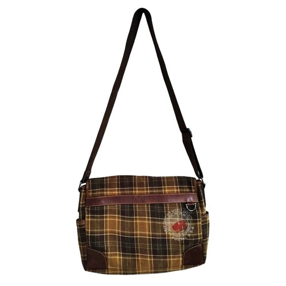 FOSSIL Alpine Brown Plaid Wool Messenger Laptop Crossbody Bag - Picture 2 of 16